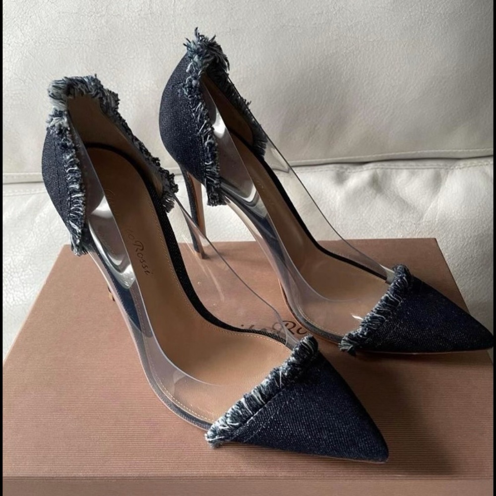 Gianvito Rossi - Denim and clear high heel